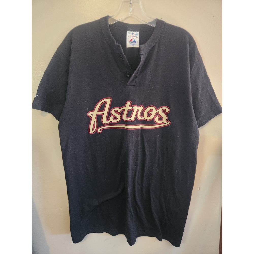 Men's Vintage‎ 1990's T-Shirt Houston Astros Team Logo Black Size L Short Sleeve